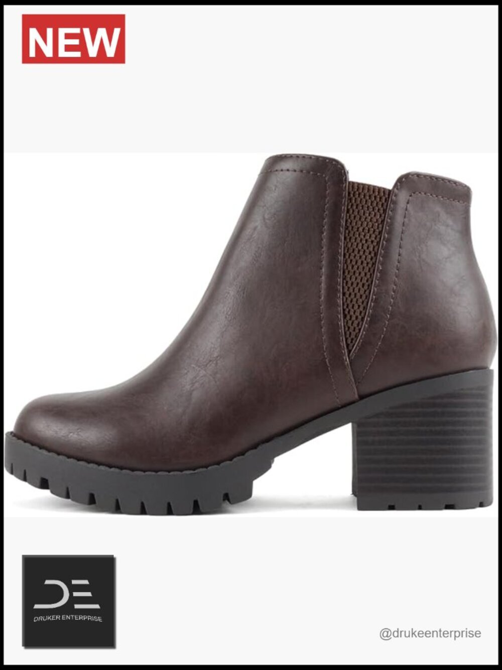 Lug Sole Ankle Boot with Side Zipper, Chelsea Style